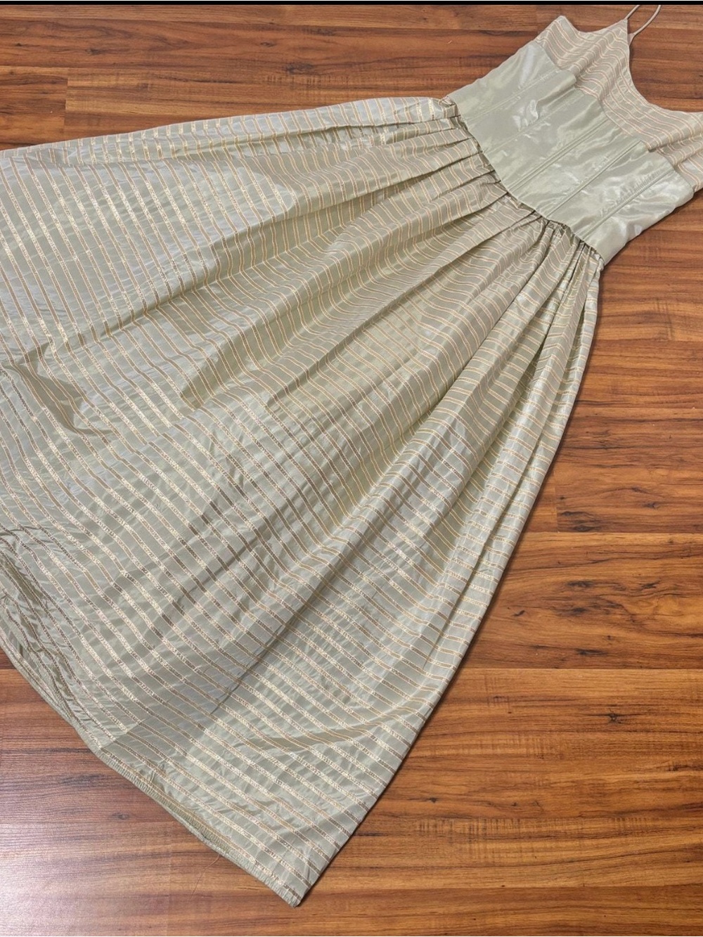 Vintage Gunne Sax - Striped Green & Gold Gown - Picture 3 of 10